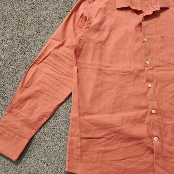 Linen Club Studio Mens Contemporary Fit Linen Cotton Blend Button Up Shirt 42cm - Picture 5 of 10